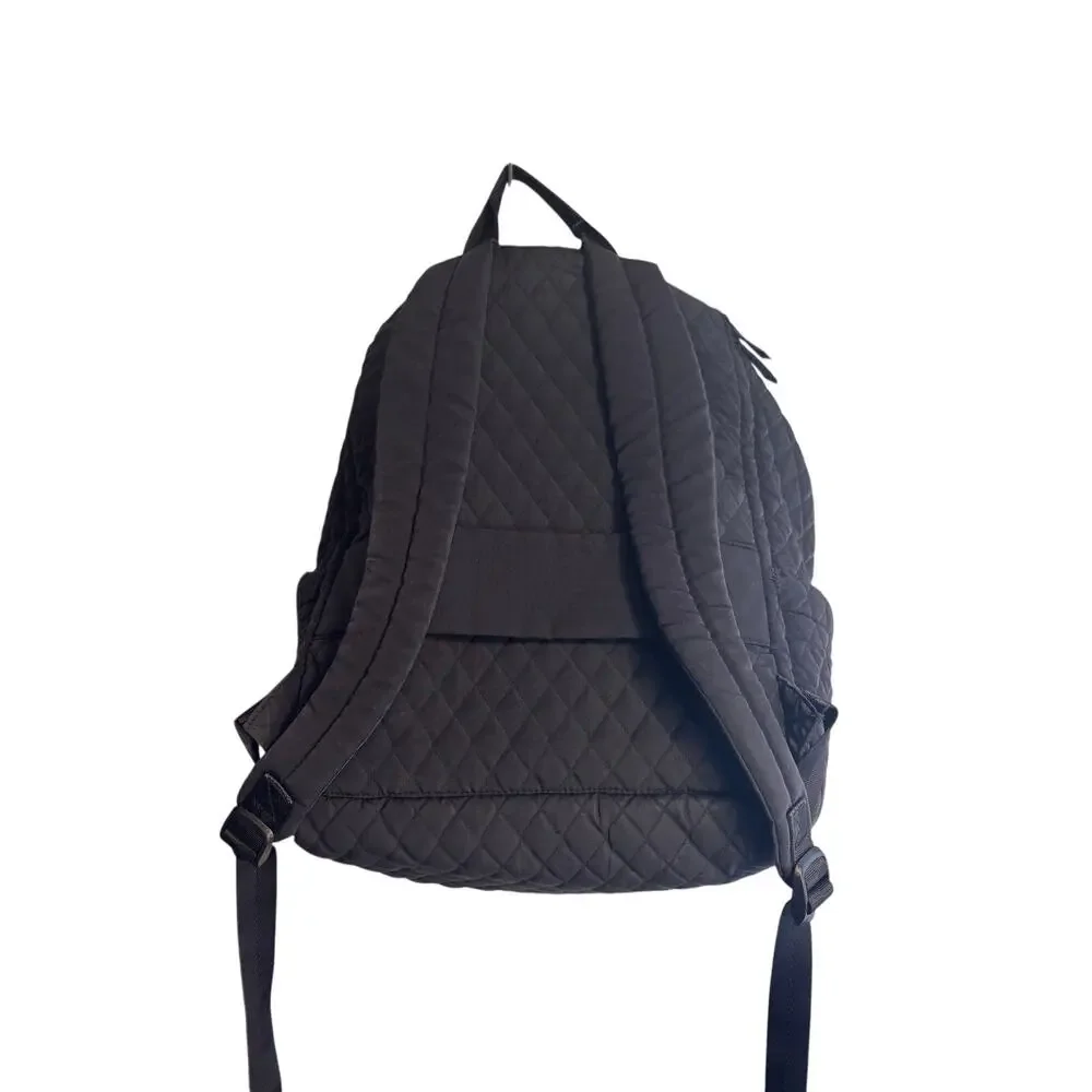 Vera Bradley Quilted Backpack Charcoal Gray Black Floral Lining Multi Pocket